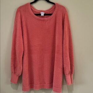 Chico's Vibrant Coral Crew Neck Sweater